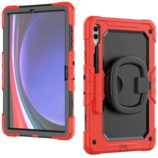 For Samsung Galaxy Tab S9+ / S10+ D Type Silicone Hybrid PC Tablet Case with Handle Holder(Red) by buy2fix