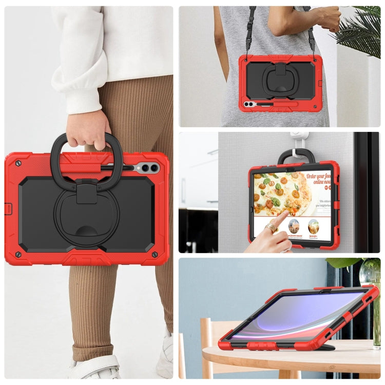 For Samsung Galaxy Tab S9+ / S10+ D Type Silicone Hybrid PC Tablet Case with Handle Holder(Red) by buy2fix