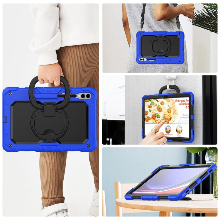 For Samsung Galaxy Tab S9+ / S10+ D Type Silicone Hybrid PC Tablet Case with Handle Holder(Blue) by buy2fix
