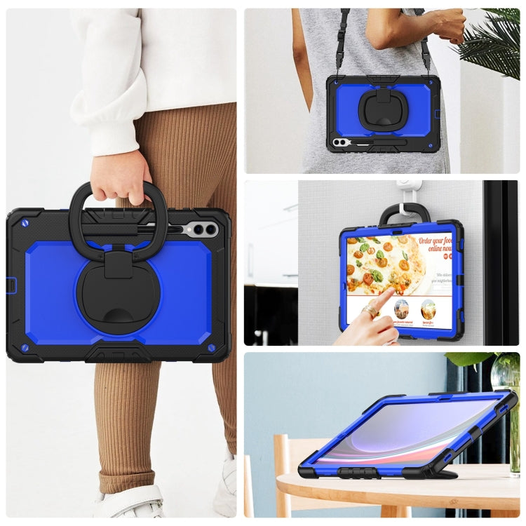 For Samsung Galaxy Tab S9+ / S10+ D Type Silicone Hybrid PC Tablet Case with Handle Holder(Blue PC) by buy2fix