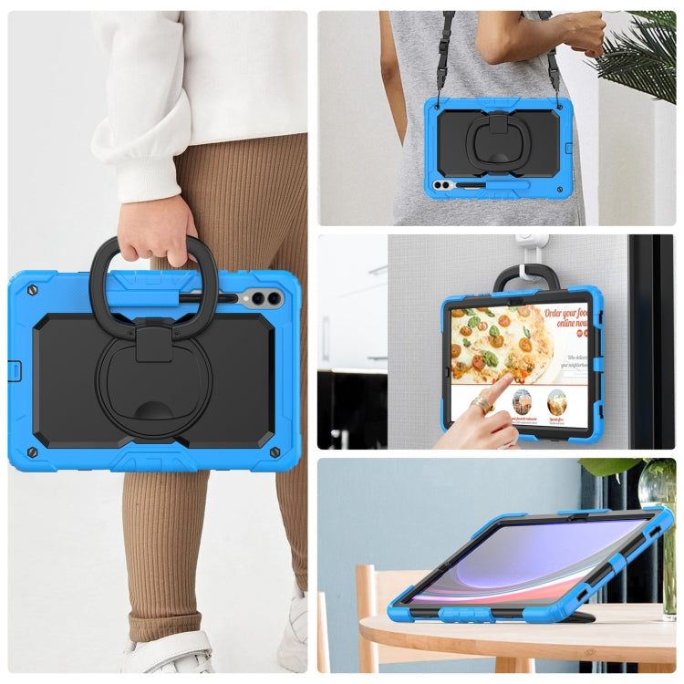 For Samsung Galaxy Tab S9+ / S10+ D Type Silicone Hybrid PC Tablet Case with Handle Holder(Light Blue) by buy2fix