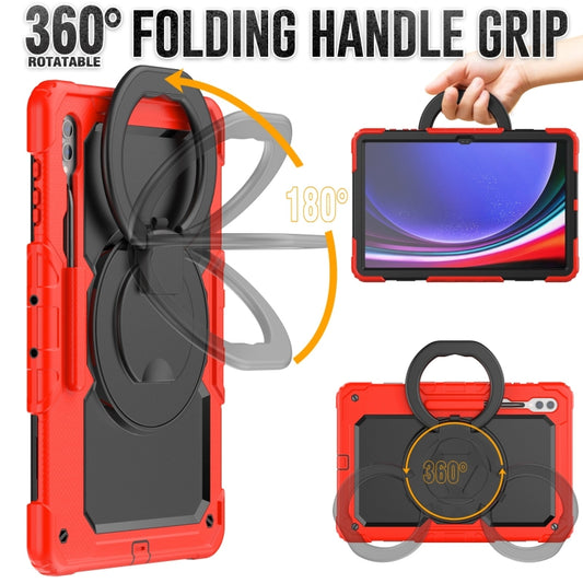 For Samsung Galaxy Tab S10 Ultra D Type Silicone Hybrid PC Tablet Case with Handle Holder(Red) by buy2fix