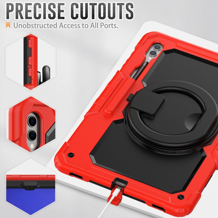 For Samsung Galaxy Tab S10 Ultra D Type Silicone Hybrid PC Tablet Case with Handle Holder(Red) by buy2fix