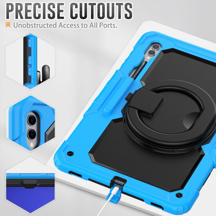 For Samsung Galaxy Tab S10 Ultra D Type Silicone Hybrid PC Tablet Case with Handle Holder(Light Blue) by buy2fix