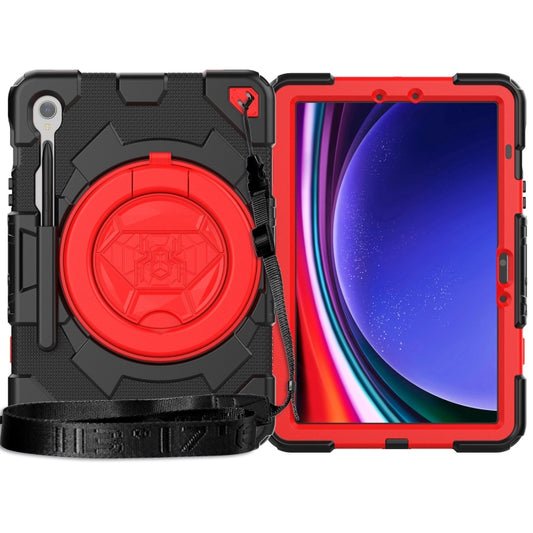 For Samsung Galaxy Tab S9 Spider Rotation Handle Silicone Hybrid PC Tablet Case(Black Red) by buy2fix