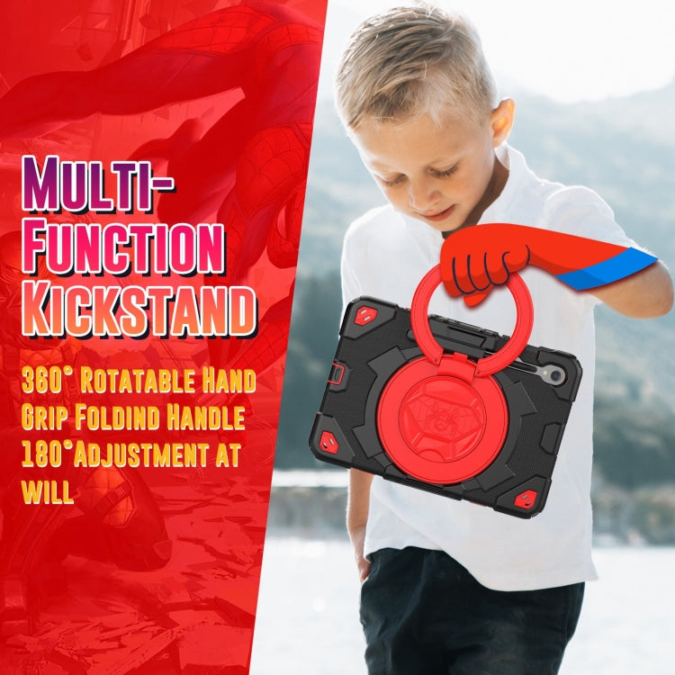 For Samsung Galaxy Tab S9 Spider Rotation Handle Silicone Hybrid PC Tablet Case(Black Red) by buy2fix