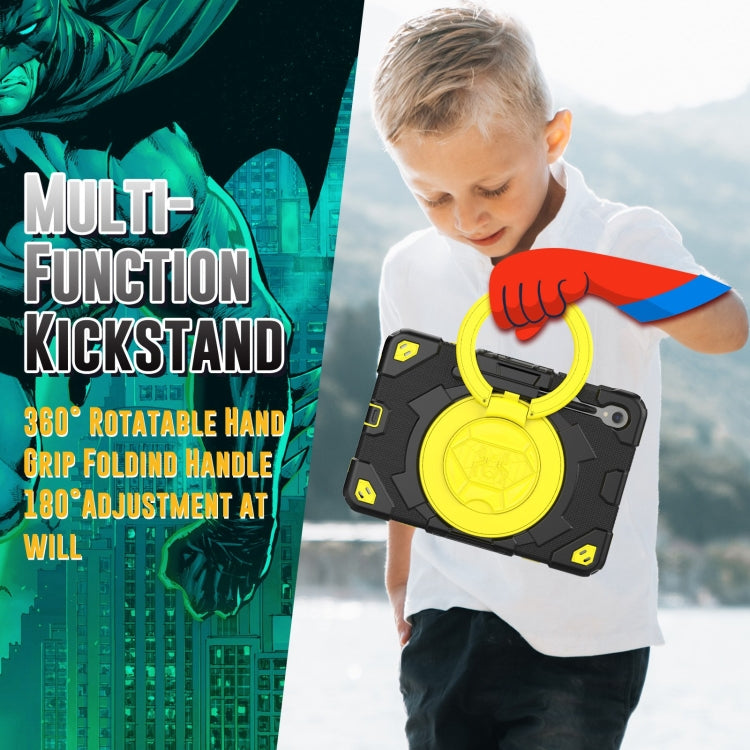 For Samsung Galaxy Tab S9 Spider Rotation Handle Silicone Hybrid PC Tablet Case(Black Yellow) by buy2fix