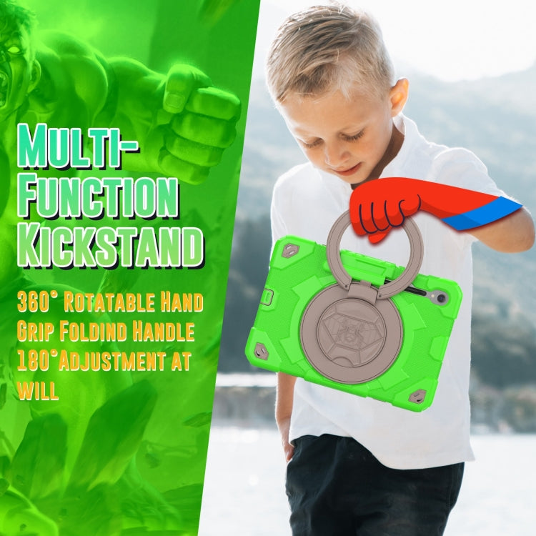 For Samsung Galaxy Tab S9 Spider Rotation Handle Silicone Hybrid PC Tablet Case(Grey Green) by buy2fix