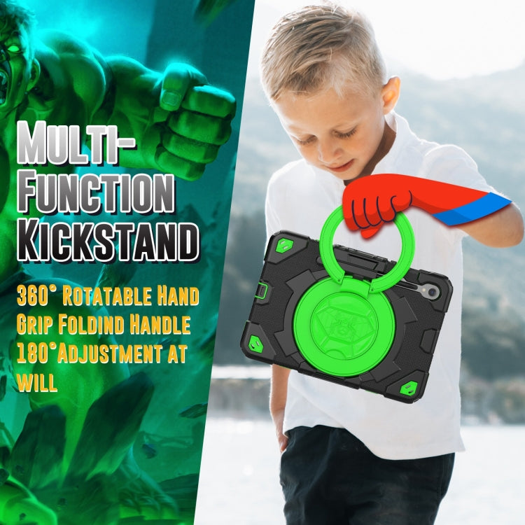 For Samsung Galaxy Tab S9 Spider Rotation Handle Silicone Hybrid PC Tablet Case(Black Green) by buy2fix