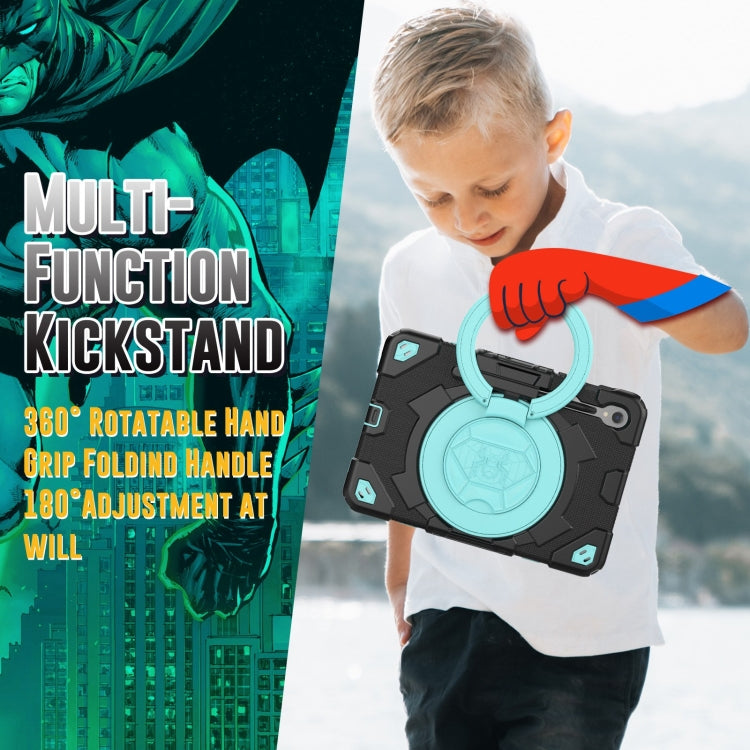 For Samsung Galaxy Tab S9 Spider Rotation Handle Silicone Hybrid PC Tablet Case(Black Light Blue) by buy2fix
