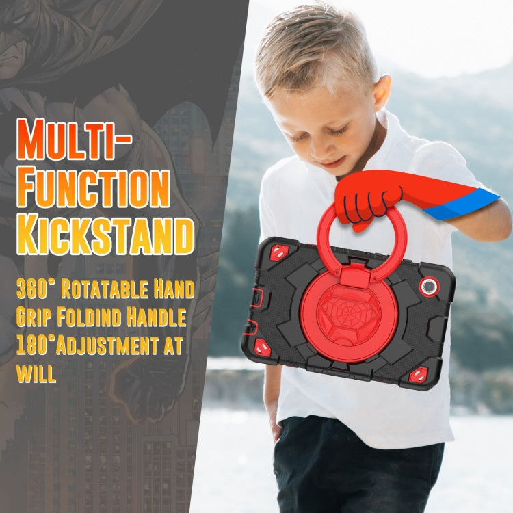For Samsung Galaxy Tab A11 / A9 Spider Rotation Handle Silicone Hybrid PC Tablet Case(Black Red) by buy2fix