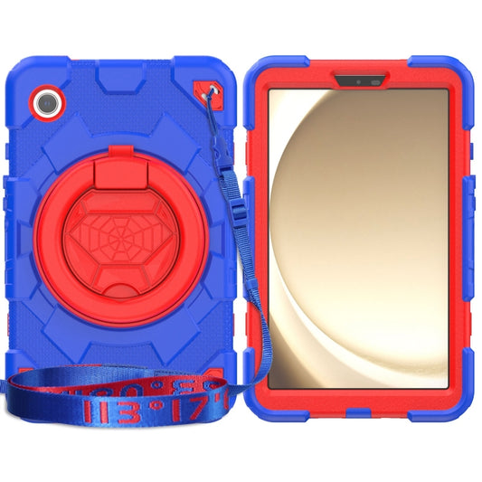 For Samsung Galaxy Tab A11 / A9 Spider Rotation Handle Silicone Hybrid PC Tablet Case(Red Blue) by buy2fix
