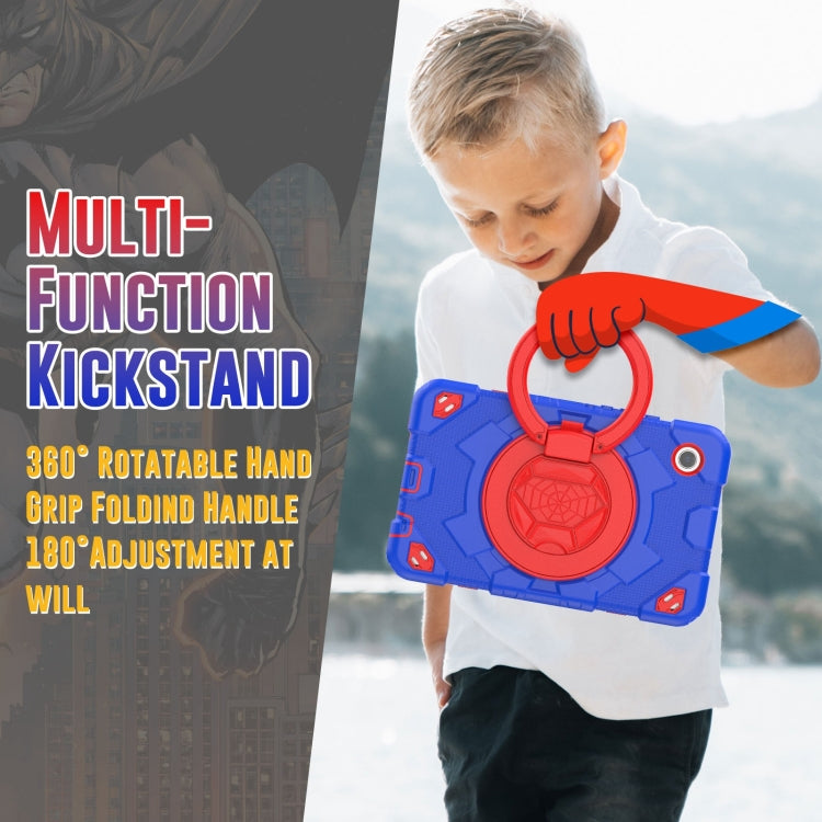 For Samsung Galaxy Tab A11 / A9 Spider Rotation Handle Silicone Hybrid PC Tablet Case(Red Blue) by buy2fix