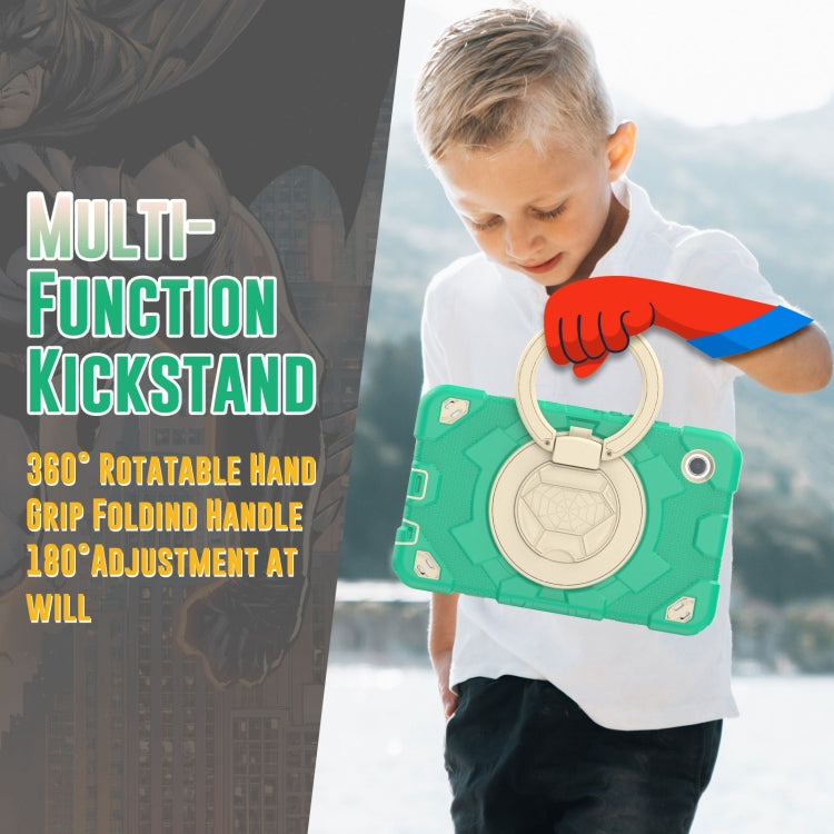 For Samsung Galaxy Tab A11 / A9 Spider Rotation Handle Silicone Hybrid PC Tablet Case(Cyan Beige) by buy2fix