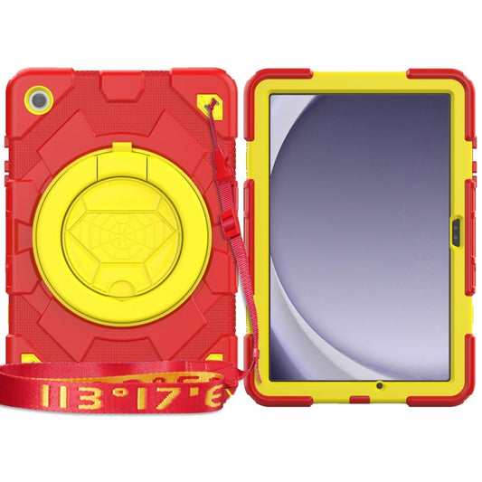 For Samsung Galaxy Tab A11+ / A9+ Spider Rotation Handle Silicone Hybrid PC Tablet Case(Yellow Red) by buy2fix