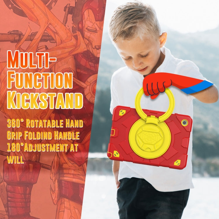 For Samsung Galaxy Tab A11+ / A9+ Spider Rotation Handle Silicone Hybrid PC Tablet Case(Yellow Red) by buy2fix