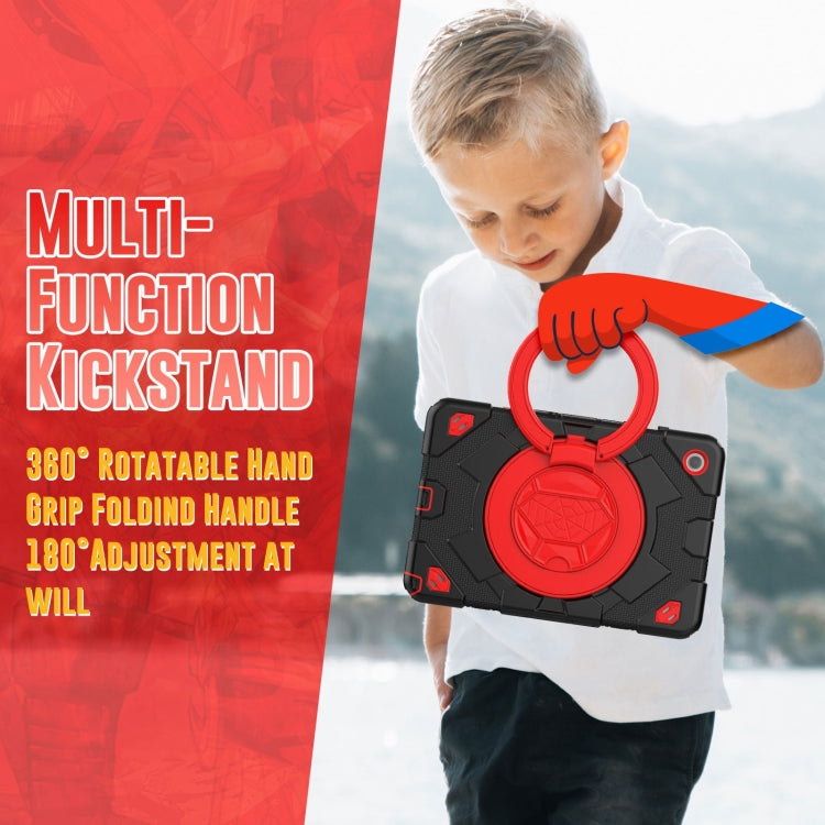 For Samsung Galaxy Tab A11+ / A9+ Spider Rotation Handle Silicone Hybrid PC Tablet Case(Black Red) by buy2fix