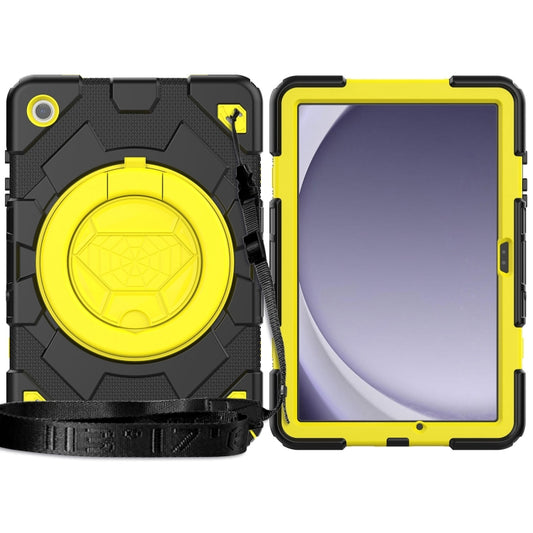 For Samsung Galaxy Tab A11+ / A9+ Spider Rotation Handle Silicone Hybrid PC Tablet Case(Black Yellow) by buy2fix