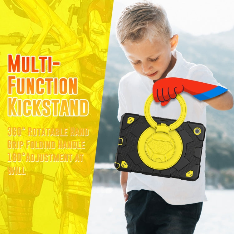 For Samsung Galaxy Tab A11+ / A9+ Spider Rotation Handle Silicone Hybrid PC Tablet Case(Black Yellow) by buy2fix