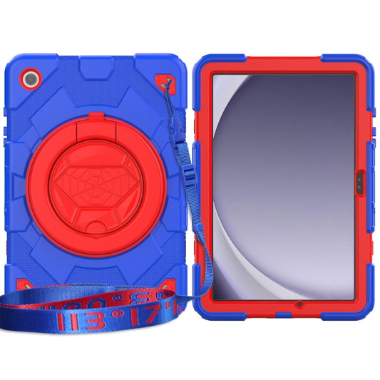 For Samsung Galaxy Tab A11+ / A9+ Spider Rotation Handle Silicone Hybrid PC Tablet Case(Red Blue) by buy2fix