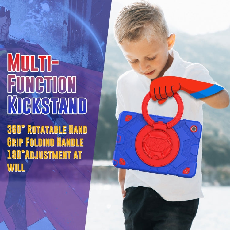 For Samsung Galaxy Tab A11+ / A9+ Spider Rotation Handle Silicone Hybrid PC Tablet Case(Red Blue) by buy2fix
