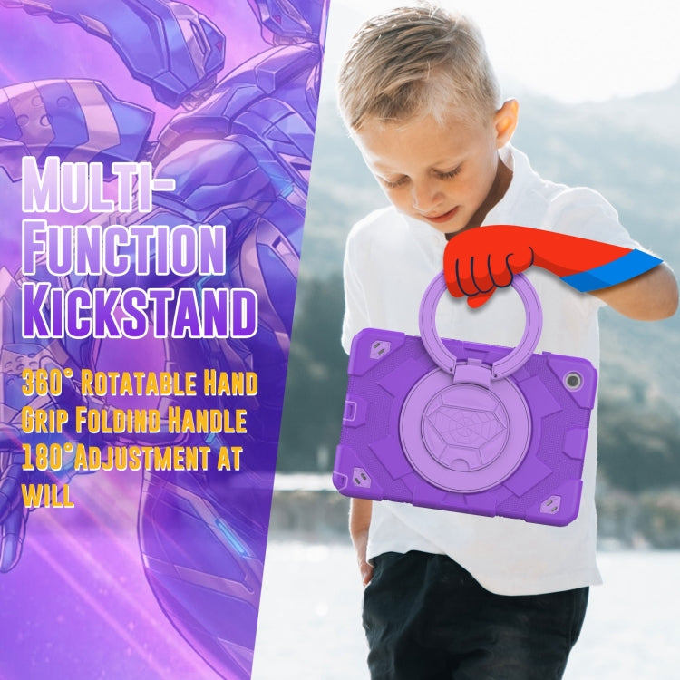 For Samsung Galaxy Tab A11+ / A9+ Spider Rotation Handle Silicone Hybrid PC Tablet Case(Purple) by buy2fix