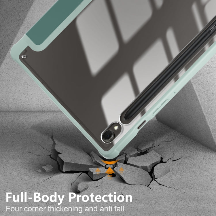 For Samsung Galaxy Tab S9 Acrylic 3-folding Smart Leather Tablet Case(Deep Green) by buy2fix
