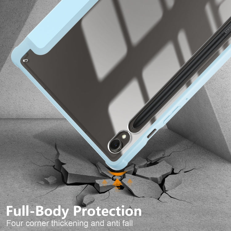 For Samsung Galaxy Tab S9 Acrylic 3-folding Smart Leather Tablet Case(Sky Blue) by buy2fix