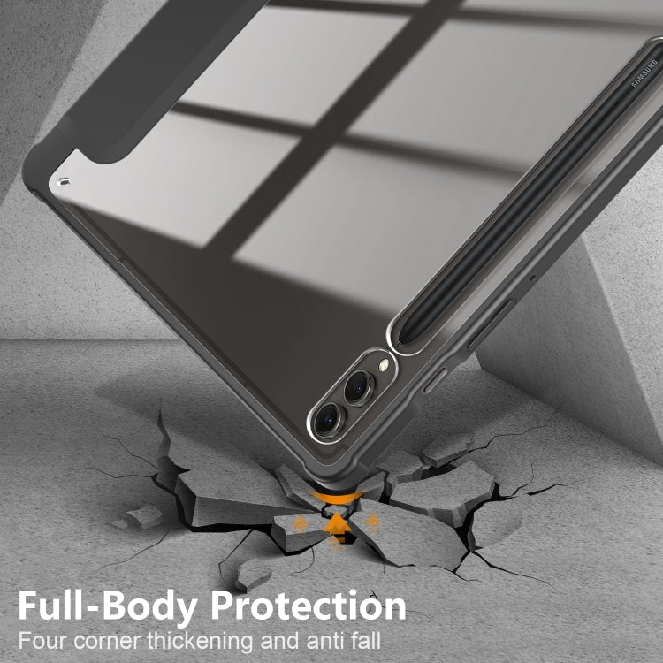 For Samsung Galaxy Tab S9+ Acrylic 3-folding Smart Leather Tablet Case(Black) by buy2fix