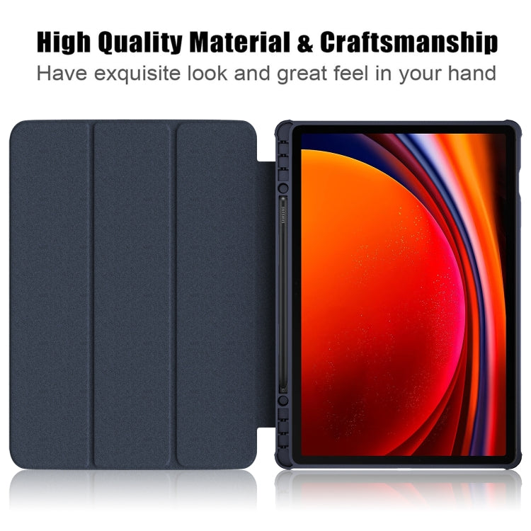 For Samsung Galaxy Tab S9+ Acrylic 3-folding Smart Leather Tablet Case(Dark Blue) by buy2fix