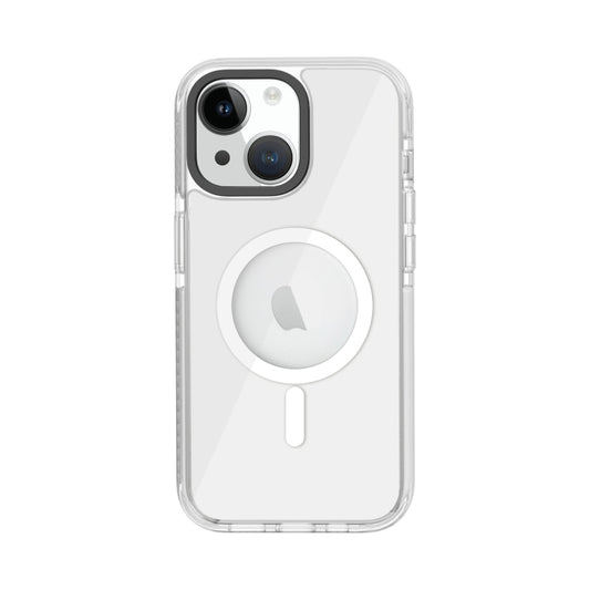 For iPhone 15 Plus Kingsteel Wolf MagSafe Transparent Phone Case(White) by buy2fix
