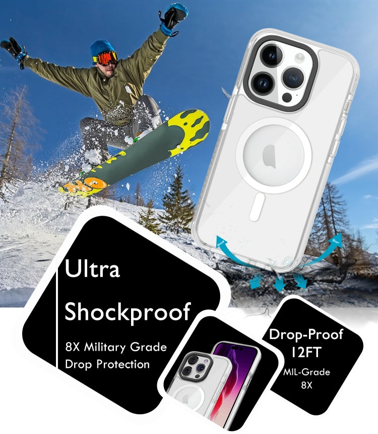 For iPhone 15 Plus Kingsteel Wolf MagSafe Transparent Phone Case(White) by buy2fix