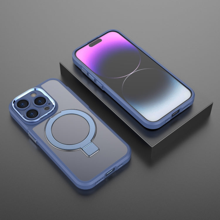 For iPhone 15 Pro MagSafe Magnetic Metal Holder Phone Case(Blue) by buy2fix