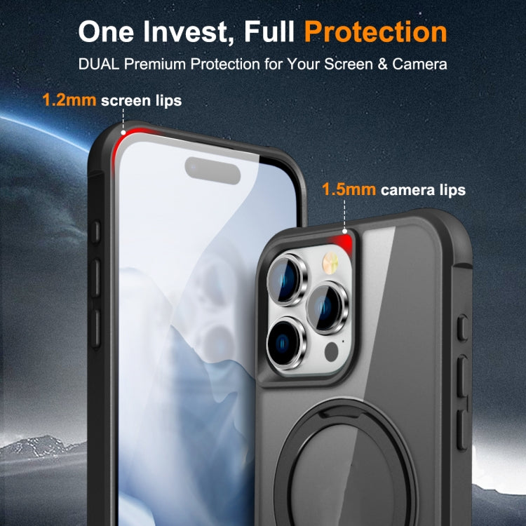 For iPhone 15 Pro MagSafe Magnetic Rotating Holder Phone Case(Black) by buy2fix