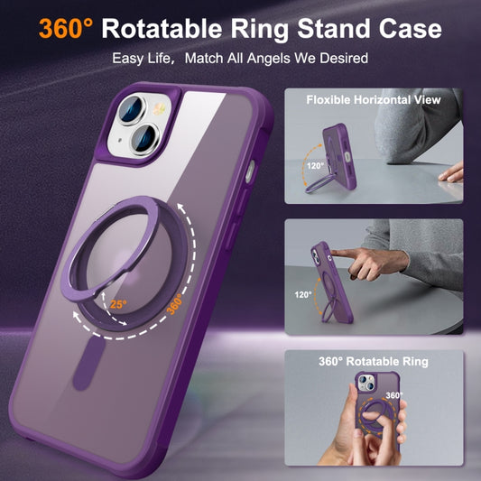 For iPhone 15 Plus MagSafe Magnetic Rotating Holder Phone Case(Purple) by buy2fix