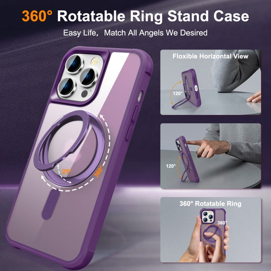 For iPhone 14 Pro MagSafe Magnetic Rotating Holder Phone Case(Purple) by buy2fix