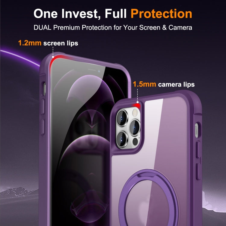 For iPhone 13 Pro Max / 12 Pro Max MagSafe Magnetic Rotating Holder Phone Case(Purple) by buy2fix