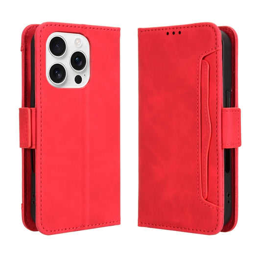 For iPhone 16 Pro Max Skin Feel Calf Texture Card Slots Leather Phone Case(Red) by buy2fix