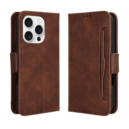 For iPhone 16 Pro Skin Feel Calf Texture Card Slots Leather Phone Case(Brown) by buy2fix