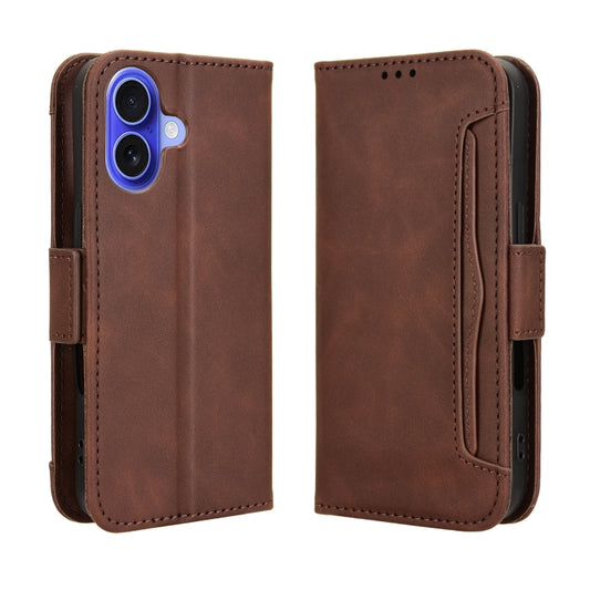 For iPhone 16 Skin Feel Calf Texture Card Slots Leather Phone Case(Brown) by buy2fix