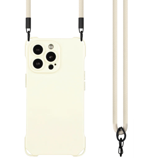 For iPhone 16 Pro Four-corner Shockproof TPU Phone Case with Lanyard(White) by buy2fix