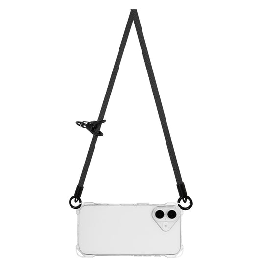 For iPhone 16 Plus Four-corner Shockproof TPU Phone Case with Lanyard(Transparent) by buy2fix