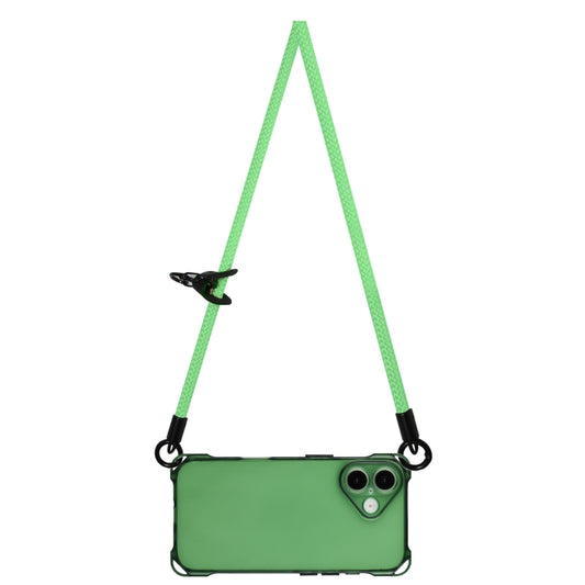 For iPhone 16 Four-corner Shockproof TPU Phone Case with Lanyard(Green) by buy2fix