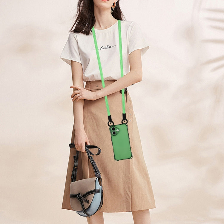 For iPhone 16 Four-corner Shockproof TPU Phone Case with Lanyard(Green) by buy2fix