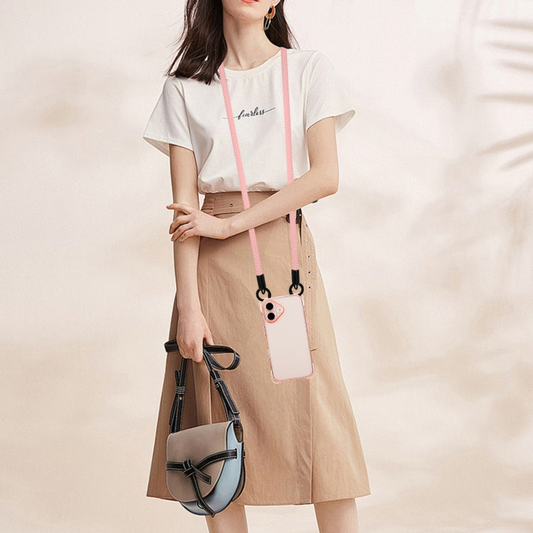 For iPhone 16 Four-corner Shockproof TPU Phone Case with Lanyard(Pink) by buy2fix