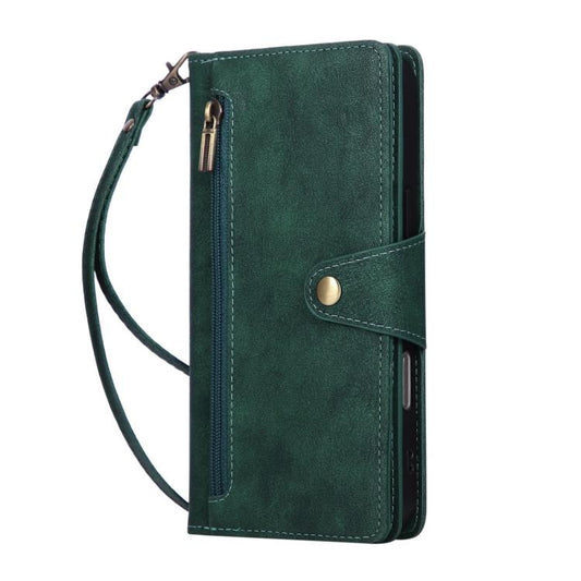 For iPhone Air Rivet Buckle 9 Cards Three Fold Leather Phone Case(Green) - iPhone Air Cases by buy2fix | Online Shopping UK | buy2fix