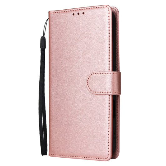 For iPhone 16 Plus 3-Card Slots Multifunctional Leather Phone Case(Rose Gold) by buy2fix
