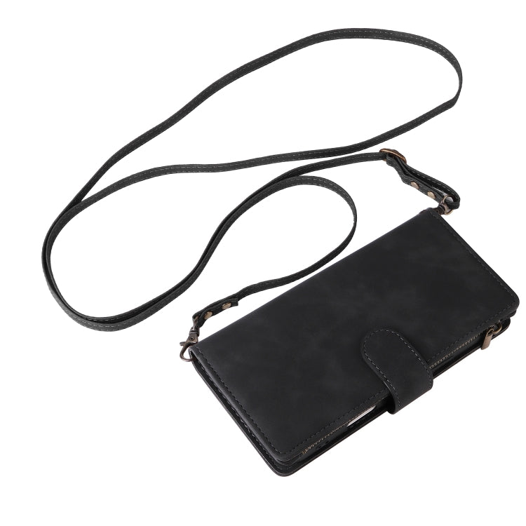 For iPhone 16 Pro Max Crossbody Multi-card Slot Wallet Zipper Leather Phone Case(Black) by buy2fix