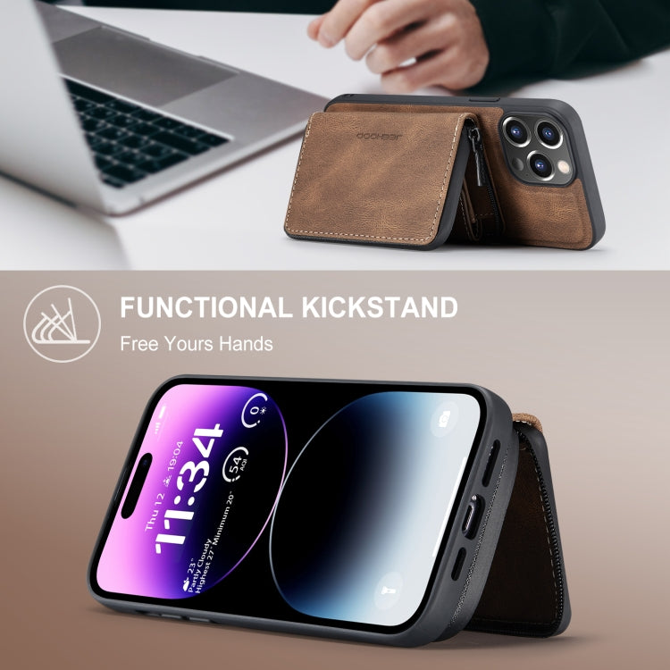 For iPhone 15 Pro Max JEEHOOD Magnetic Zipper Wallet Leather Phone Case(Brown) by JEEHOOD