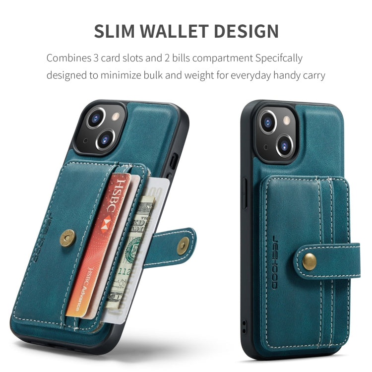 For iPhone 15 JEEHOOD RFID Blocking Anti-Theft Magnetic PU Phone Case(Blue) - iPhone 15 Cases by JEEHOOD | Online Shopping UK | buy2fix